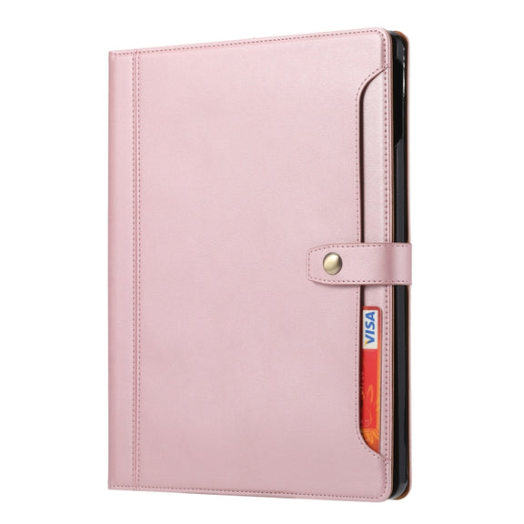 For iPad Pro 13 2024 Calf Texture Double Fold Clasp Horizontal Flip Leather Smart Tablet Case(Rose Gold)