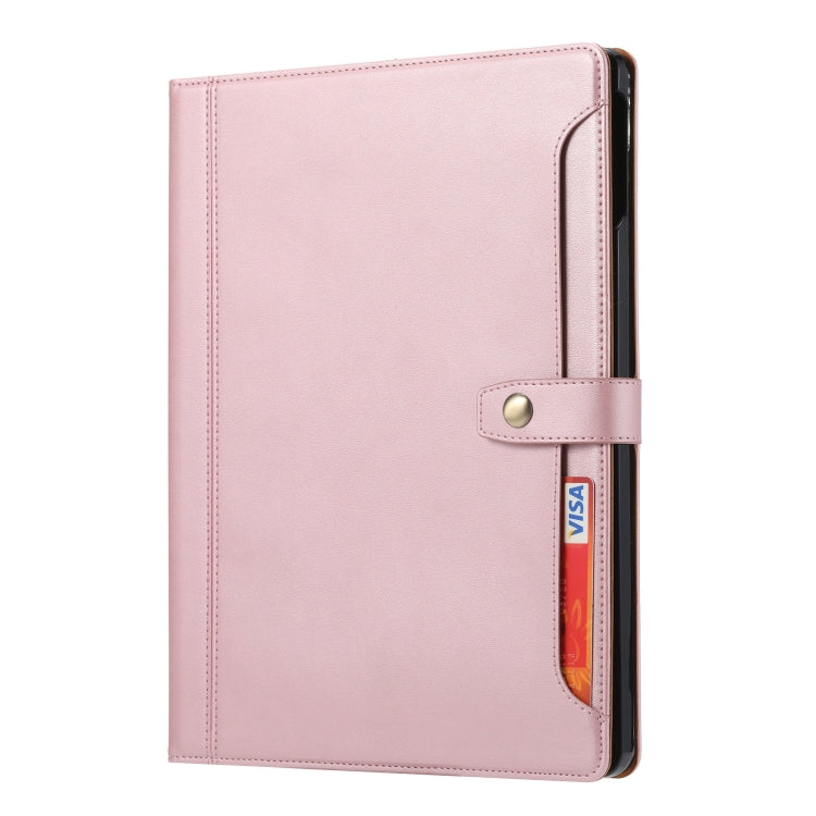 For iPad Pro 13 2024 Calf Texture Double Fold Clasp Horizontal Flip Leather Smart Tablet Case(Rose Gold)