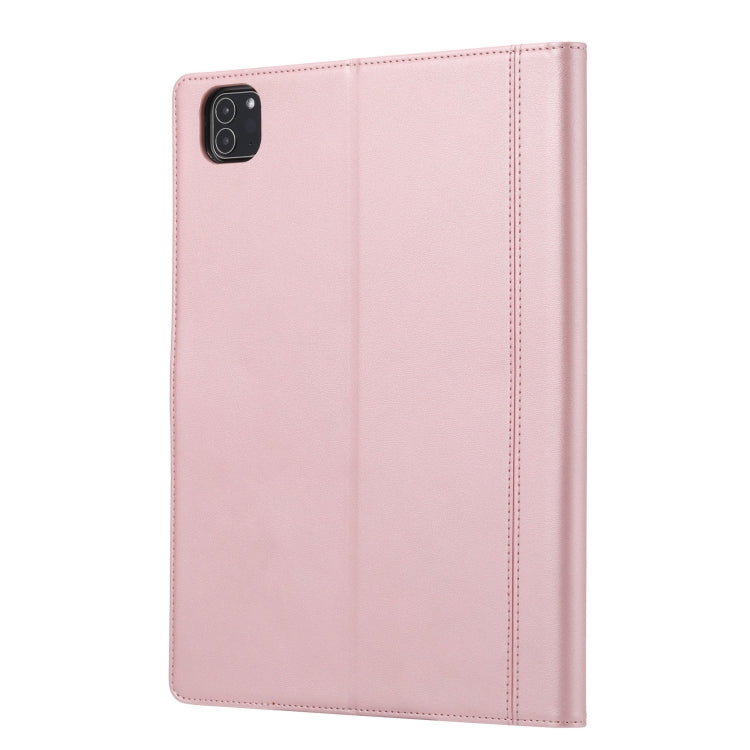 For iPad Pro 13 2024 Calf Texture Double Fold Clasp Horizontal Flip Leather Smart Tablet Case(Rose Gold)