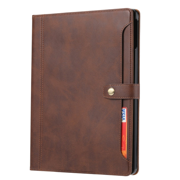 For iPad Pro 13 2024 Calf Texture Double Fold Clasp Horizontal Flip Leather Smart Tablet Case(Brown)