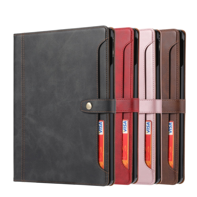 For iPad Pro 11 2024 Calf Texture Double Fold Clasp Horizontal Flip Leather Smart Tablet Case(Black)