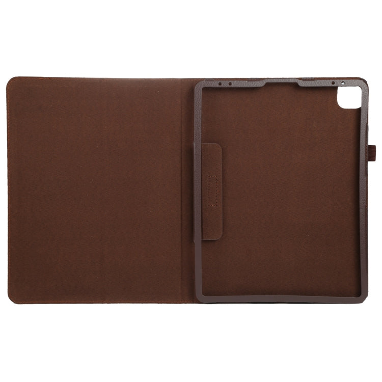 For iPad Air 11 2025 / 2024 Litchi Texture Solid Color Leather Tablet Case(Brown)