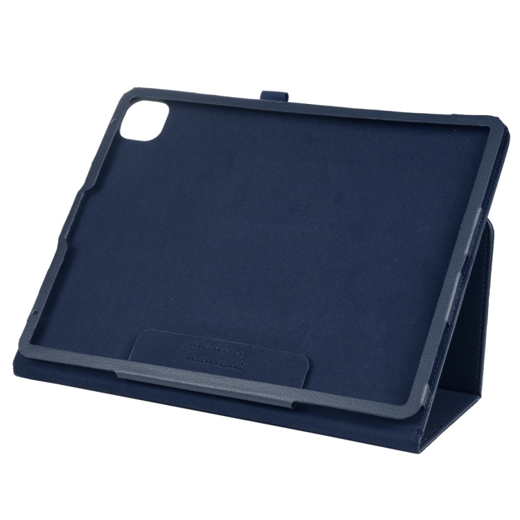 For iPad Pro 11 2024 Litchi Texture Solid Color Leather Tablet Case(Dark Blue)