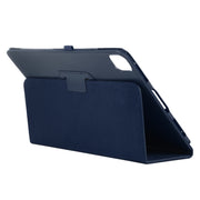 For iPad Pro 11 2024 Litchi Texture Solid Color Leather Tablet Case(Dark Blue)
