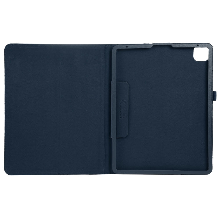 For iPad Pro 13 2024 Litchi Texture Solid Color Leather Tablet Case(Dark Blue)