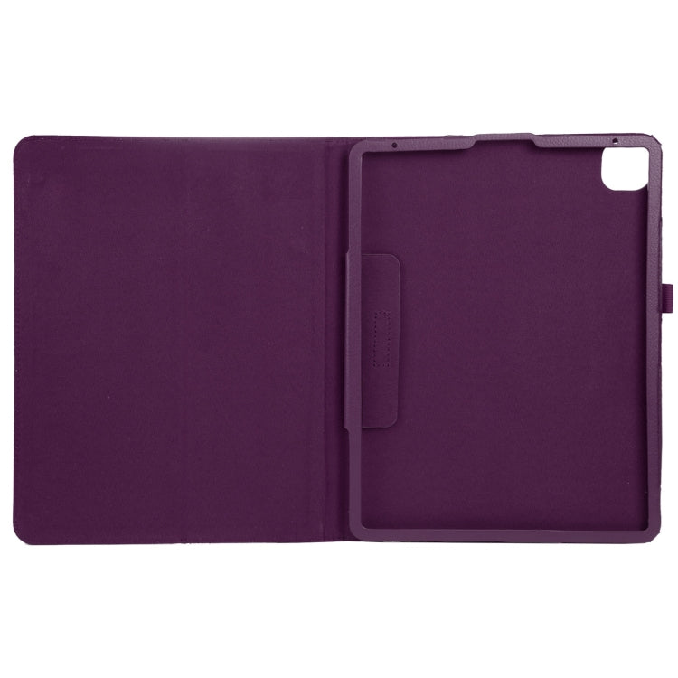 For iPad Pro 13 2024 Litchi Texture Solid Color Leather Tablet Case(Purple)