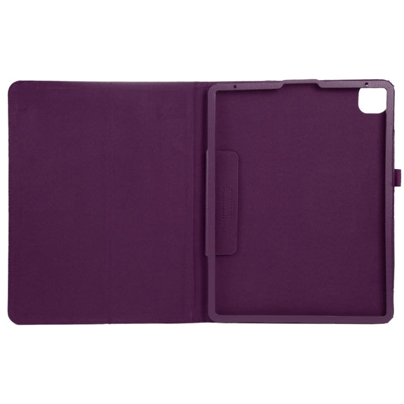 For iPad Pro 13 2024 Litchi Texture Solid Color Leather Tablet Case(Purple)