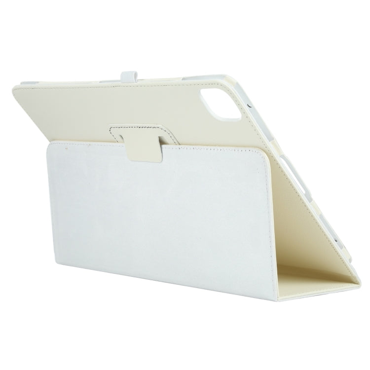 For iPad Pro 13 2024 Litchi Texture Solid Color Leather Tablet Case(White)
