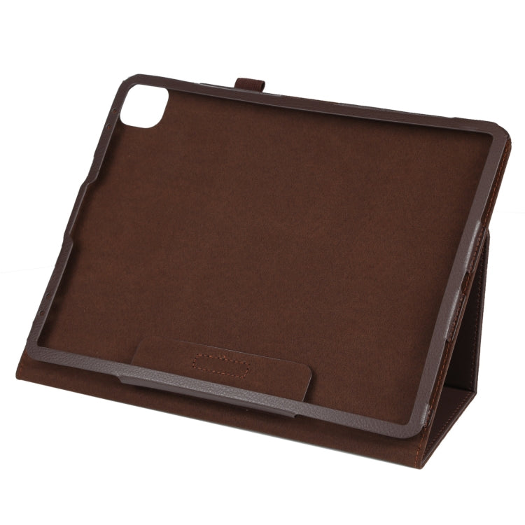 For iPad Pro 13 2024 Litchi Texture Solid Color Leather Tablet Case(Brown)