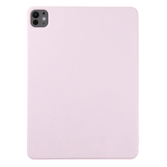 For iPad Pro 13 2024 Double-sided Clip Non-buckle Magnetic PU Smart Tablet Case(Pink)