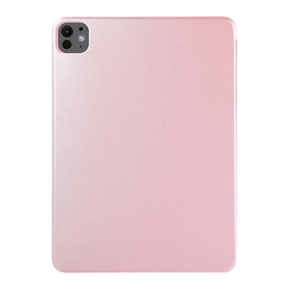 For iPad Pro 13 2024 Double-sided Clip Non-buckle Magnetic PU Smart Tablet Case(Rose Gold)