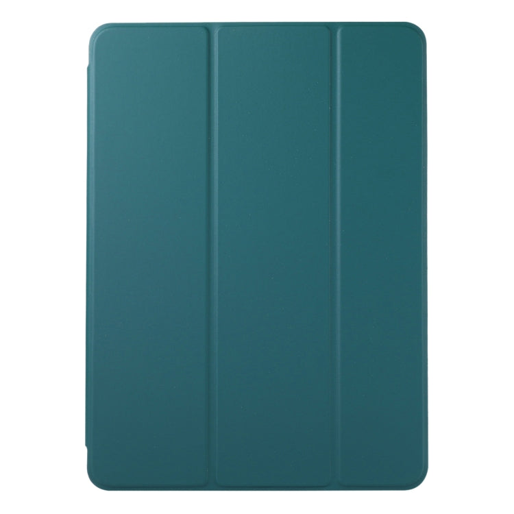 For iPad Pro 13 2024 Double-sided Clip Non-buckle Magnetic PU Smart Tablet Case(Dark Green)