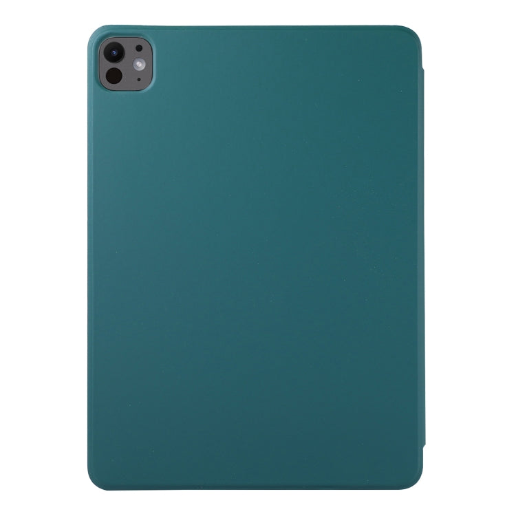 For iPad Pro 13 2024 Double-sided Clip Non-buckle Magnetic PU Smart Tablet Case(Dark Green)