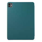 For iPad Pro 13 2024 Double-sided Clip Non-buckle Magnetic PU Smart Tablet Case(Dark Green)