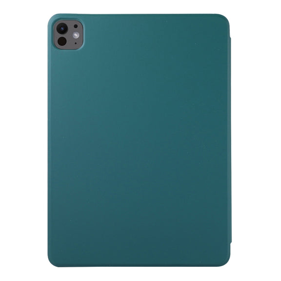 For iPad Pro 13 2024 Double-sided Clip Non-buckle Magnetic PU Smart Tablet Case(Dark Green)