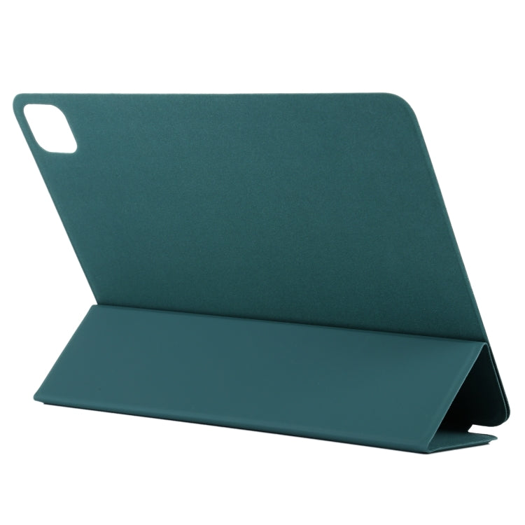 For iPad Pro 13 2024 Double-sided Clip Non-buckle Magnetic PU Smart Tablet Case(Dark Green)