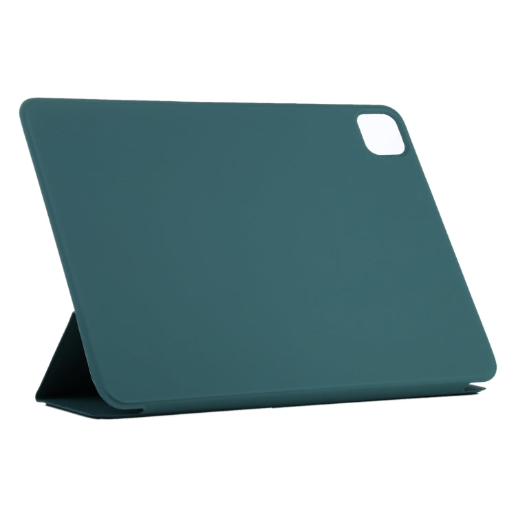 For iPad Pro 13 2024 Double-sided Clip Non-buckle Magnetic PU Smart Tablet Case(Dark Green)