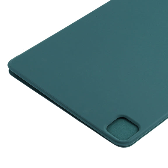 For iPad Pro 13 2024 Double-sided Clip Non-buckle Magnetic PU Smart Tablet Case(Dark Green)