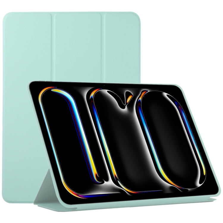 For iPad Pro 11 2024 Double-sided Clip Non-buckle Magnetic PU Smart Tablet Case(Light Green)