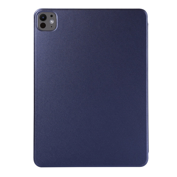For iPad Pro 11 2024 Double-sided Clip Non-buckle Magnetic PU Smart Tablet Case(Dark Blue)