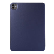 For iPad Pro 11 2024 Double-sided Clip Non-buckle Magnetic PU Smart Tablet Case(Dark Blue)