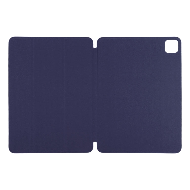 For iPad Pro 11 2024 Double-sided Clip Non-buckle Magnetic PU Smart Tablet Case(Dark Blue)