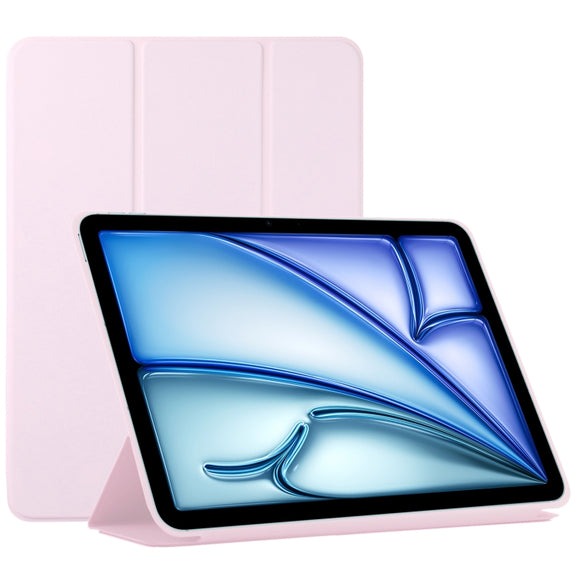 For iPad Air 11 2025 / 2024 Double-sided Clip Non-buckle Magnetic PU Smart Tablet Case(Pink)