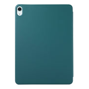 For iPad Air 11 2025 / 2024 Double-sided Clip Non-buckle Magnetic PU Smart Tablet Case(Dark Green)