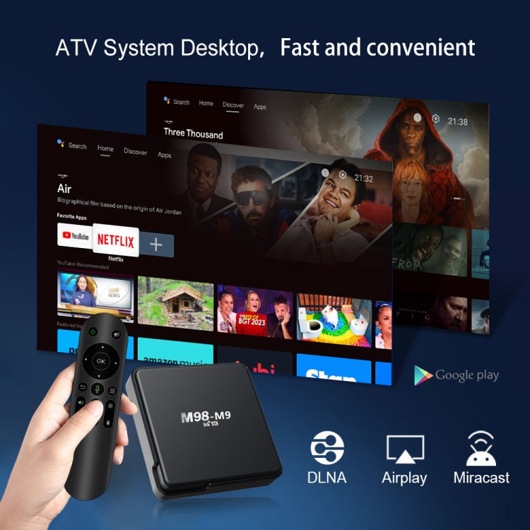 M98-M9 Quad-core ARM Cortex-A53 WiFi Bluetooth 4K HD Android TV Box, RAM:2GB+8GB(AU Plug)