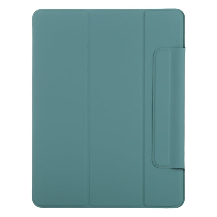 For iPad Pro 13 2024 Double-sided Clip Fixed Buckle Magnetic PU Leather Smart Tablet Case(Green)