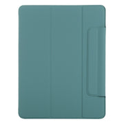 For iPad Pro 13 2024 Double-sided Clip Fixed Buckle Magnetic PU Leather Smart Tablet Case(Green)