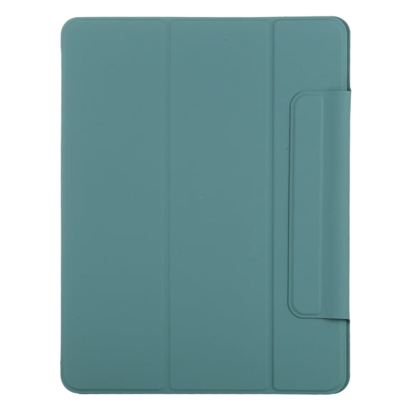 For iPad Pro 13 2024 Double-sided Clip Fixed Buckle Magnetic PU Leather Smart Tablet Case(Green)