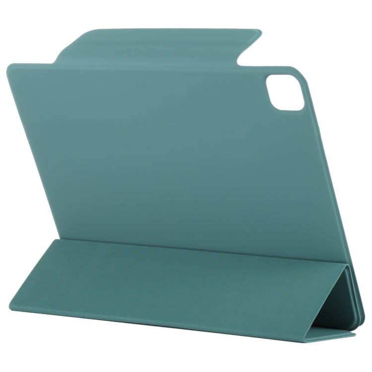 For iPad Pro 13 2024 Double-sided Clip Fixed Buckle Magnetic PU Leather Smart Tablet Case(Green)