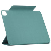 For iPad Pro 13 2024 Double-sided Clip Fixed Buckle Magnetic PU Leather Smart Tablet Case(Green)