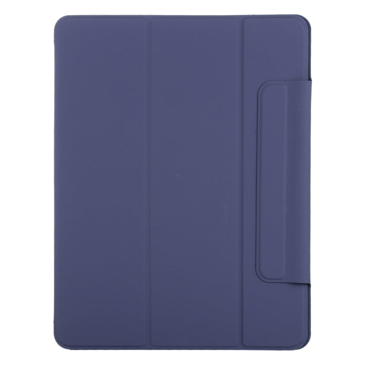 For iPad Pro 13 2024 Double-sided Clip Fixed Buckle Magnetic PU Leather Smart Tablet Case(Dark Blue)