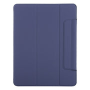 For iPad Pro 13 2024 Double-sided Clip Fixed Buckle Magnetic PU Leather Smart Tablet Case(Dark Blue)