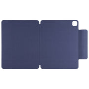 For iPad Pro 13 2024 Double-sided Clip Fixed Buckle Magnetic PU Leather Smart Tablet Case(Dark Blue)