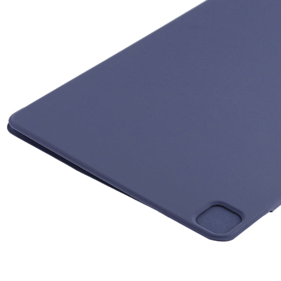 For iPad Pro 13 2024 Double-sided Clip Fixed Buckle Magnetic PU Leather Smart Tablet Case(Dark Blue)