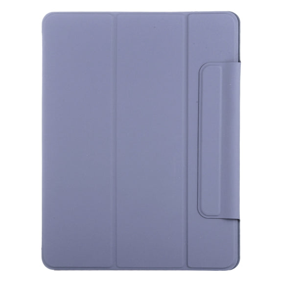 For iPad Pro 13 2024 Double-sided Clip Fixed Buckle Magnetic PU Leather Smart Tablet Case(Purple)