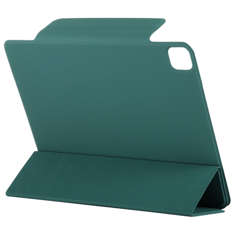 For iPad Pro 13 2024 Double-sided Clip Fixed Buckle Magnetic PU Leather Smart Tablet Case(Dark Green)