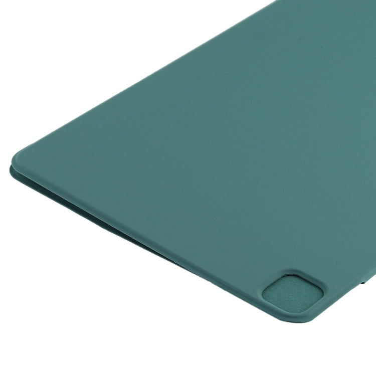 For iPad Pro 13 2024 Double-sided Clip Fixed Buckle Magnetic PU Leather Smart Tablet Case(Dark Green)