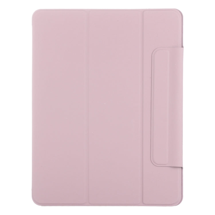 For iPad Pro 13 2024 Double-sided Clip Fixed Buckle Magnetic PU Leather Smart Tablet Case(Rose Gold)