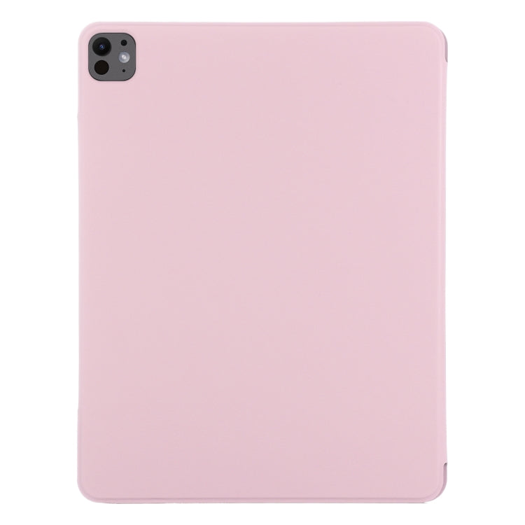 For iPad Pro 13 2024 Double-sided Clip Fixed Buckle Magnetic PU Leather Smart Tablet Case(Rose Gold)