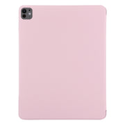 For iPad Pro 13 2024 Double-sided Clip Fixed Buckle Magnetic PU Leather Smart Tablet Case(Rose Gold)