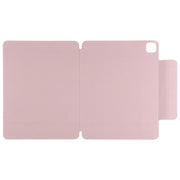 For iPad Pro 13 2024 Double-sided Clip Fixed Buckle Magnetic PU Leather Smart Tablet Case(Rose Gold)