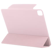 For iPad Pro 13 2024 Double-sided Clip Fixed Buckle Magnetic PU Leather Smart Tablet Case(Rose Gold)