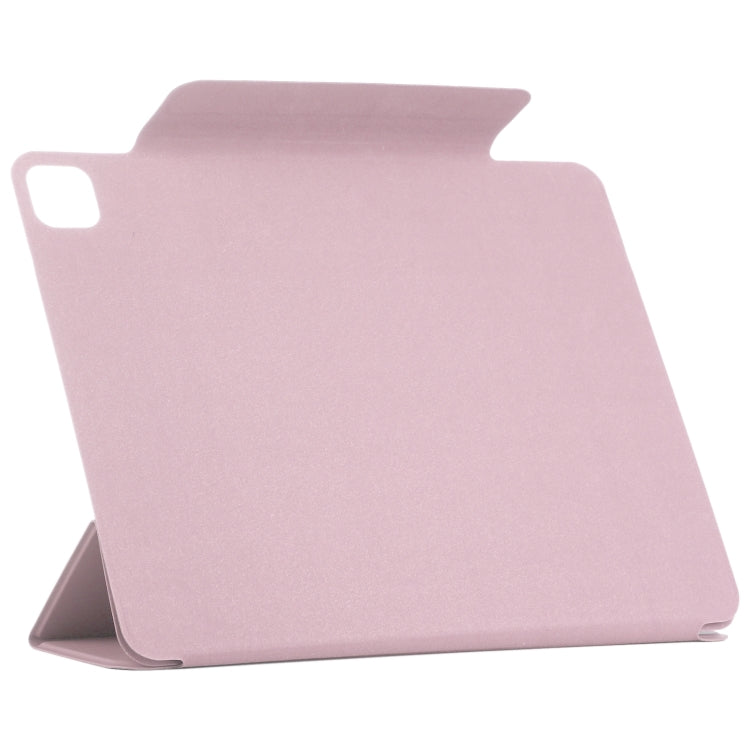 For iPad Pro 13 2024 Double-sided Clip Fixed Buckle Magnetic PU Leather Smart Tablet Case(Rose Gold)