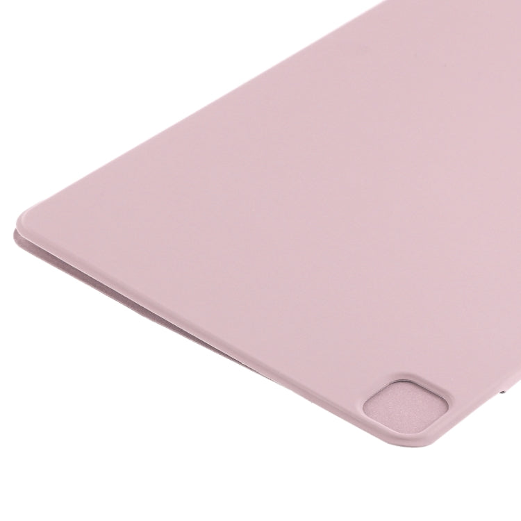 For iPad Pro 13 2024 Double-sided Clip Fixed Buckle Magnetic PU Leather Smart Tablet Case(Rose Gold)