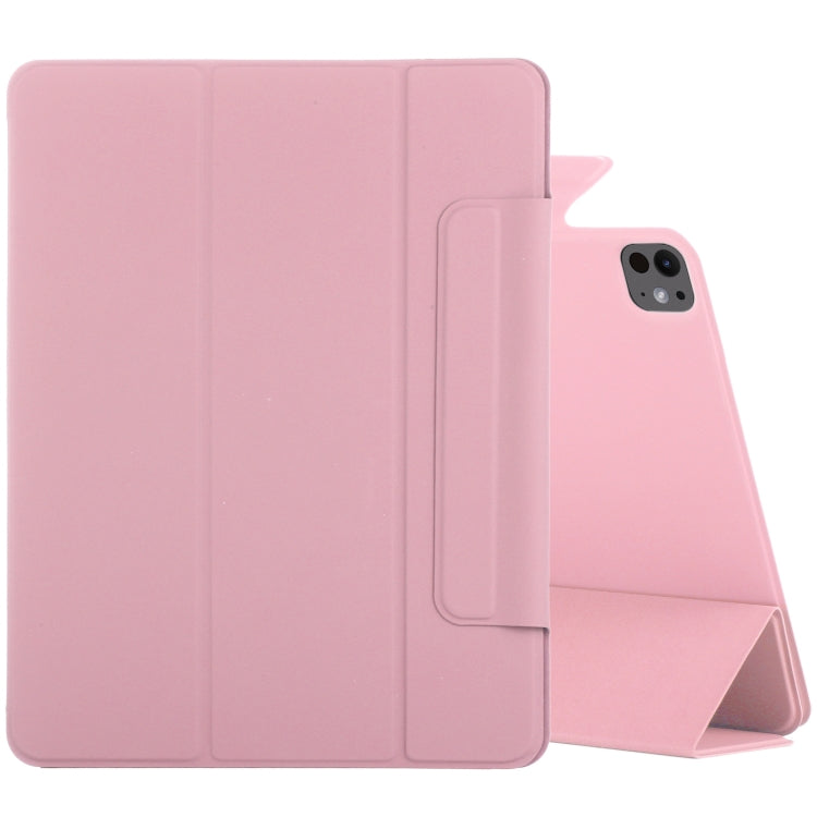 For iPad Pro 13 2024 Double-sided Clip Fixed Buckle Magnetic PU Leather Smart Tablet Case(Light Pink)