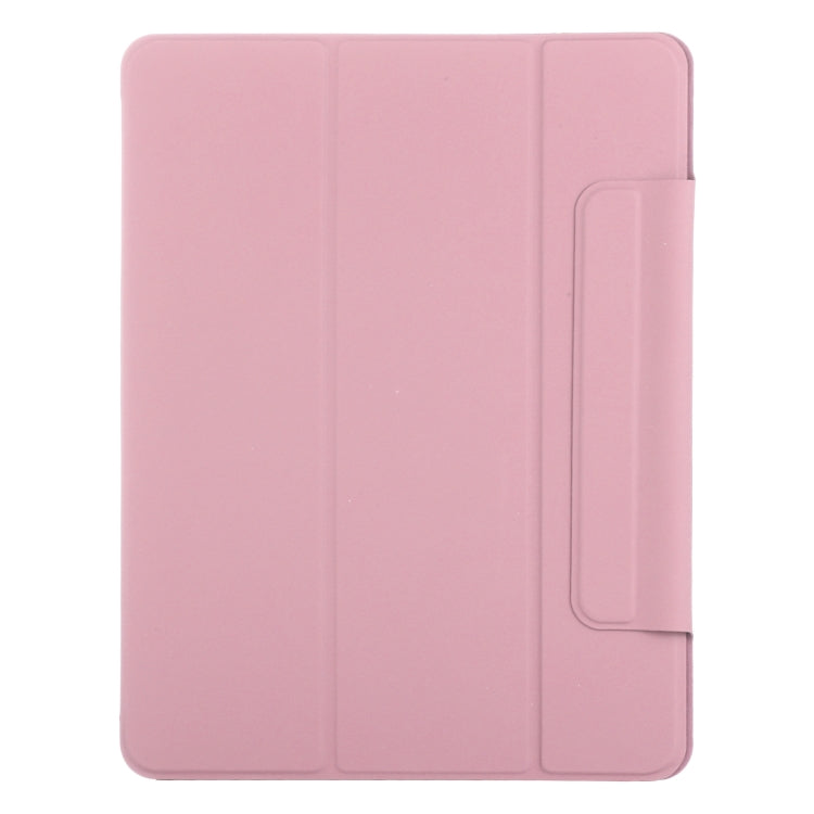 For iPad Pro 13 2024 Double-sided Clip Fixed Buckle Magnetic PU Leather Smart Tablet Case(Light Pink)